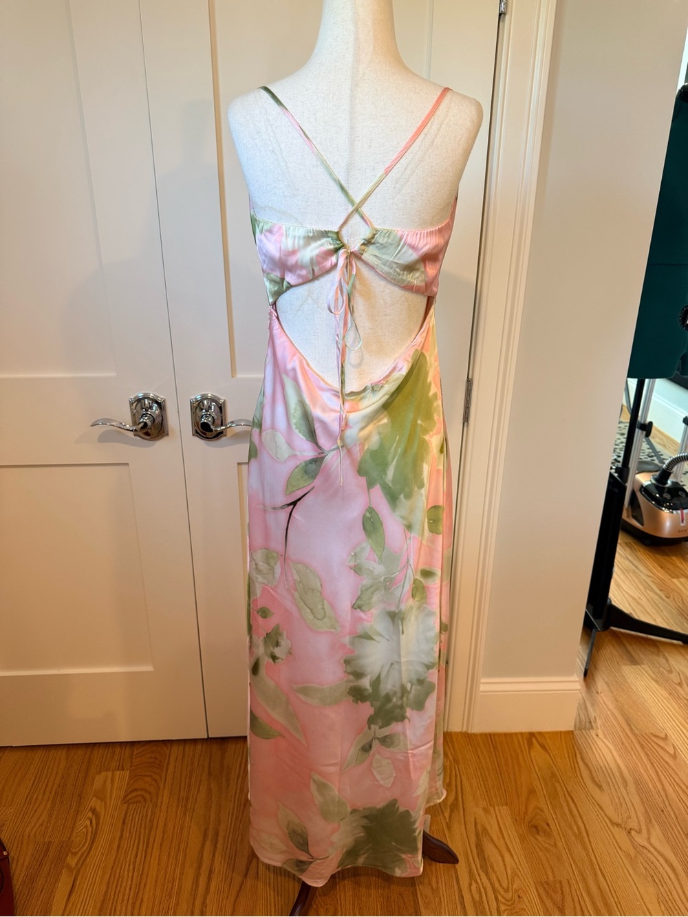 Abercrombie & Fitch Julia Pink and Green Floral Slip Maxi Dress - Picture 7 of 12